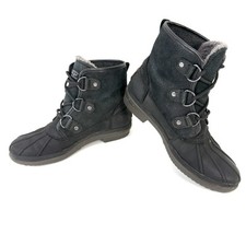 UGG Australia Cecile Waterproof Duck Boots Womens Size 6 Black Lace Up 1007999
