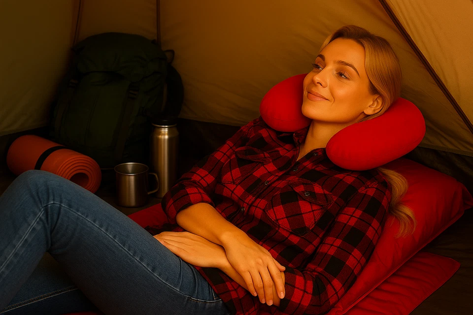 Oreiller de Voyage Ergonomique – Coussin de Cou pour Voiture, Avion et Déplaceme - Photo 2/4