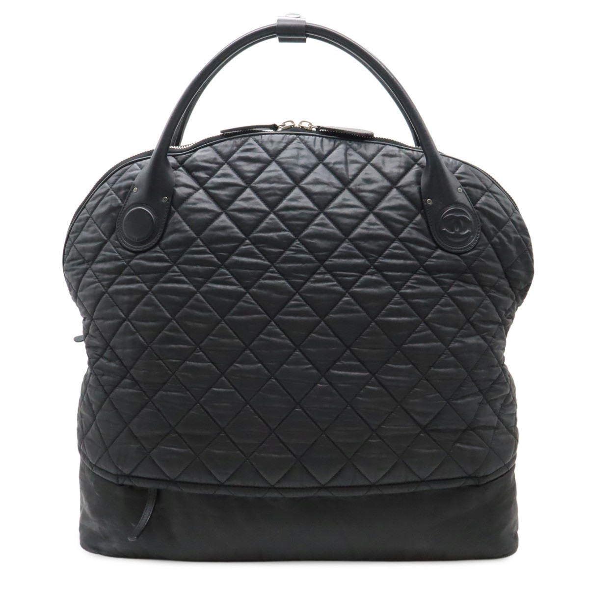 Chanel Coco Cocoon Quilted Boston Bag Tote Black Bordeaux 346645
