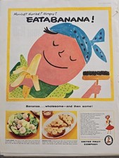 1959 United Fruit Company harried hurried hungry Eatabanana Banana Vintage ad