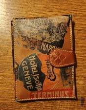 Patricia Nash Leather Vintage Patch World Cities Passport Holder Wallet