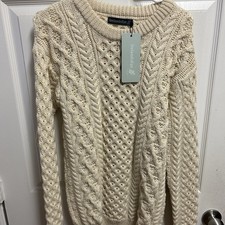 Vintage Irish Aran Virgin Wool Sweater   100 Made in Ireland, Never Worn w/tag 