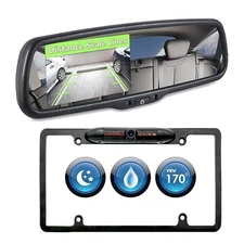 4.3" OEM Mirror Monitor License Plate Frame Backup Camera Night Vision For Car