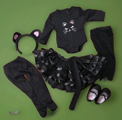 Emily Rose Black Cat Costume Outfit Set 18 Inch Doll Dress Headband Shoes