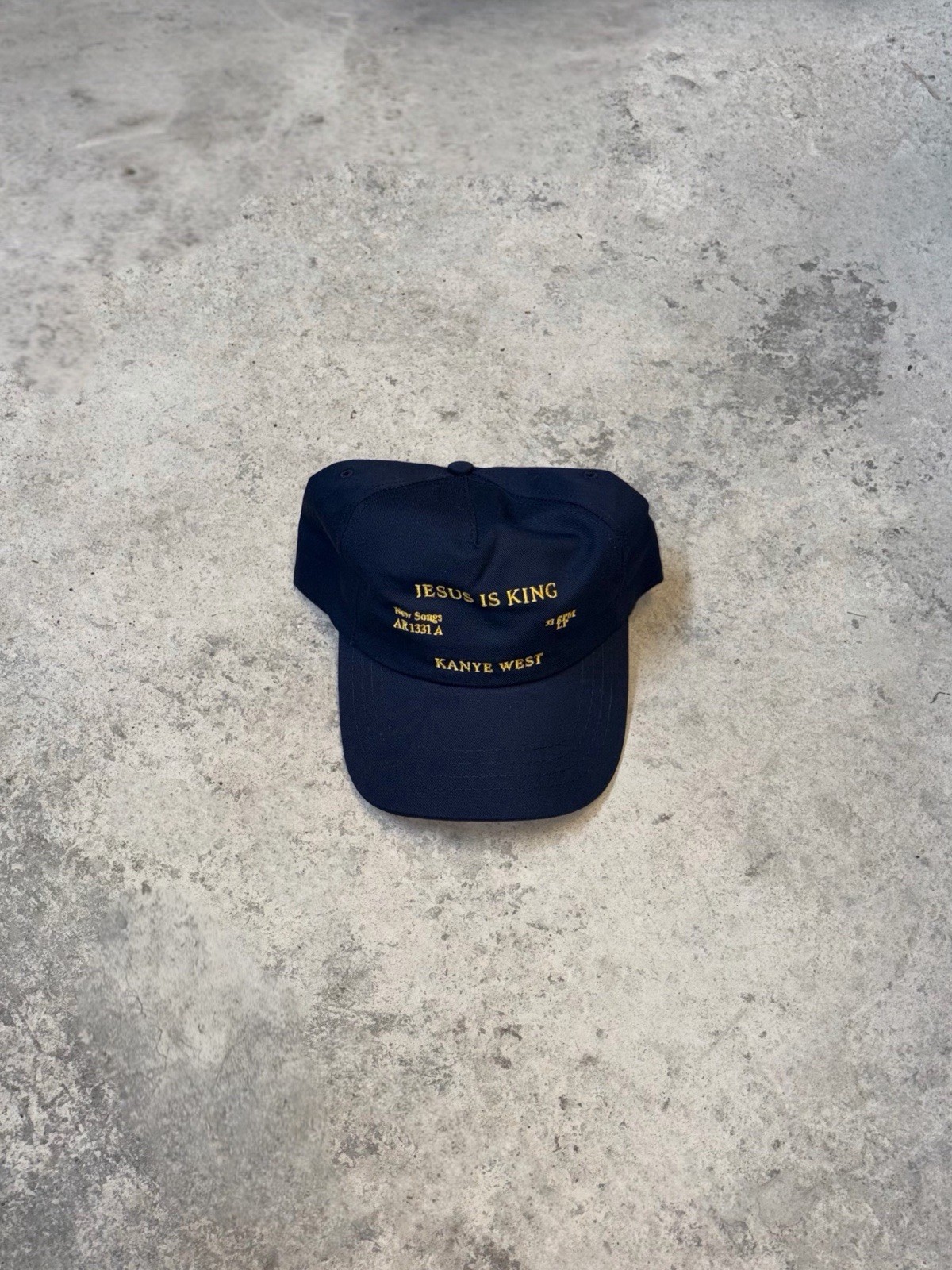 BRAND NEW! 2019 Kanye West JIK Embroidered Vinyl Navy Hat. ONE SIZE