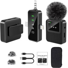 3-in-1 Mini Microphone for iPhone, Android, Camera - 328ft Long Range, 20H Ba...