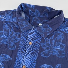 Tommy Bahama Men's XL Blue Floral Viscose Short Sleeve Button Up Hawaiian Shirt