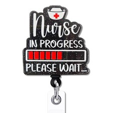 Retractable Badge Reel With Alligator Clip - Nurse in Progress ID Card Holder...