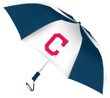 Storm Duds Cleveland Indians 48 inch Automatic Folding Umbrella - Navy/White