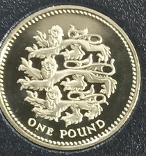 1997 PROOF £1 3 Three Lions One Pound Coin Brilliant Uncirculated
