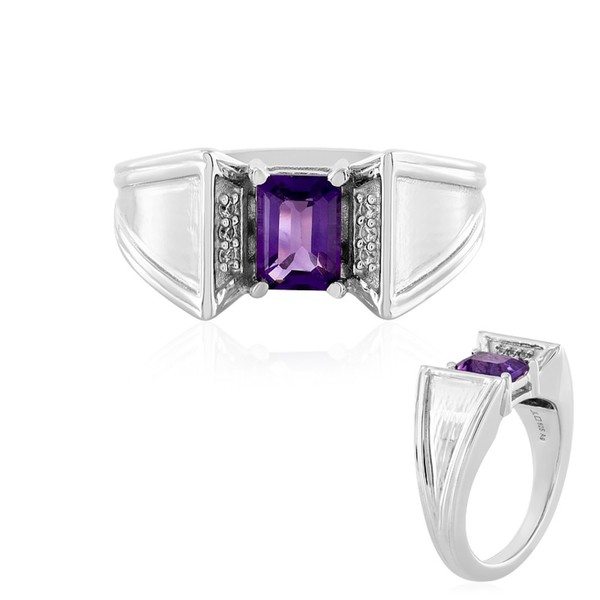 Cavill Silberring 0,88Ct Amethyst Oktagon Zirkon 925 Sterlingsilber- Echtschmuck-image