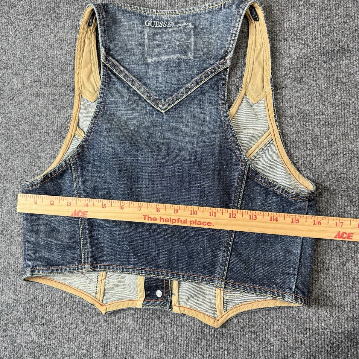 Vintage Y2K Guess Jeans Denim Vest Cropped Womens Size Large Blue