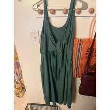 PACT wrap dress XXXL eco brand sustainable cotton forest green scoopneck casual