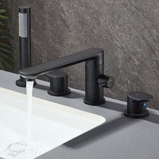 Bathtub Tap Widespread 4 Piece Holes Side Mounted Shower Water Mixer Faucet Soli