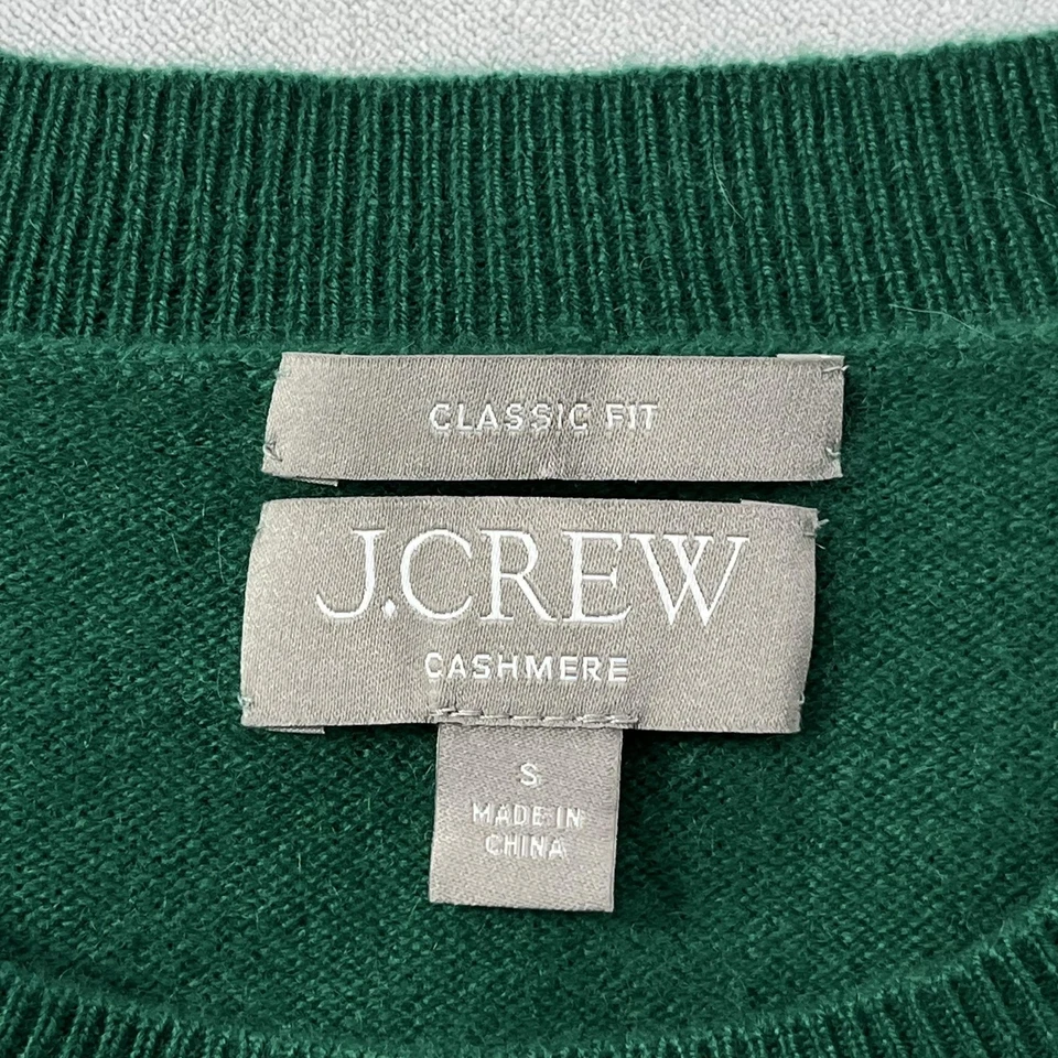 Suéter feminino J Crew cashmere pequeno verde ajuste clássico gola redonda pulôver malha - Imagem 4 de 4