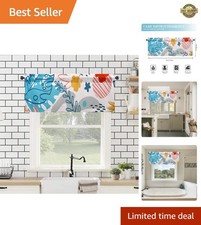 Light-Filtering Boho Valance 54" W x 18" L - Easy Hanging Kitchen Curtains