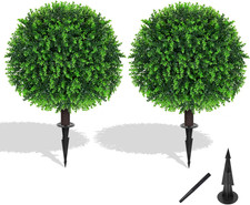 Artificial Topiary Tree with Eucalyptus Set of 2 Artificial Shrub Bushes with G