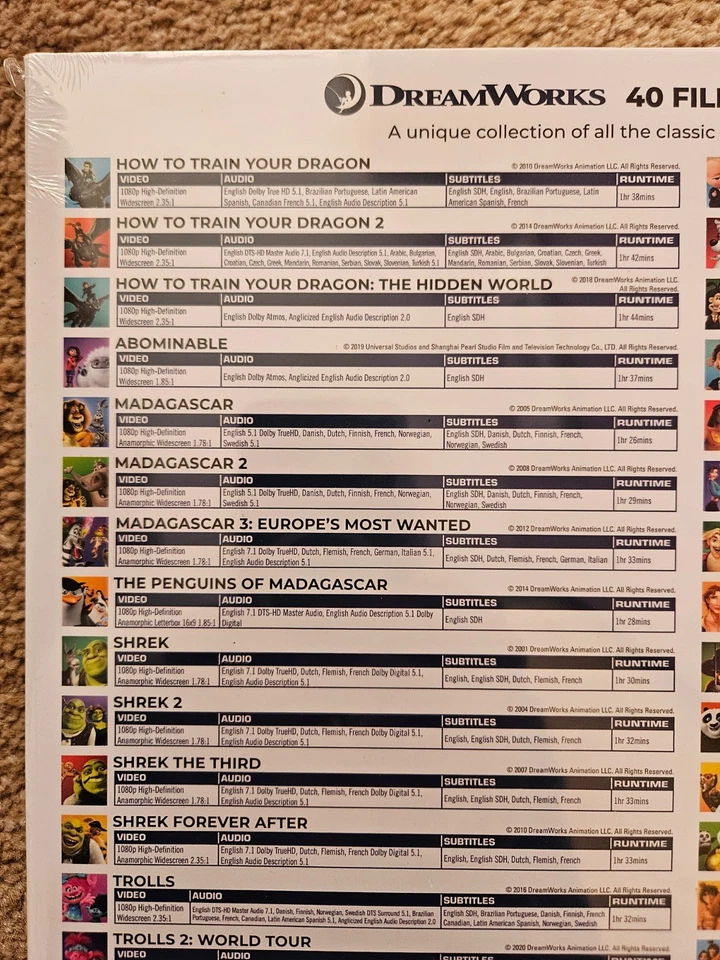 DreamWorks - 40 Film Classic Collection - Blu Ray Box Set - BRAND NEW & SEALED - Image 4 of 4