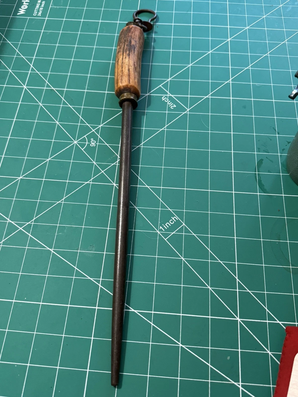 Vintage I. WILSON Cast Steel Knife Sharpening Hone/Rod- Bone Handle