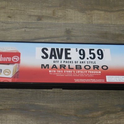 Marlboro Cigarettes Advertising Sign Store Display Header Rack