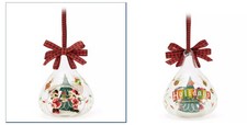Disney Santa Mickey and Minnie Mouse ''Happy Holidays 2025'' Glass Ornament NEW
