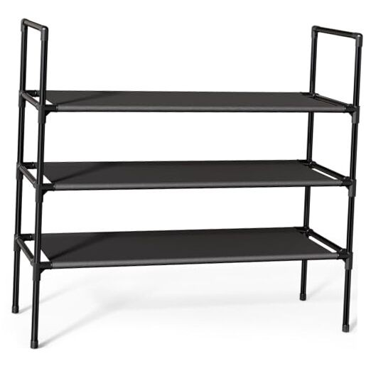 3-Tier Non-Woven Fabric Shoe Rack Organizer for Closet Garage Storage-image