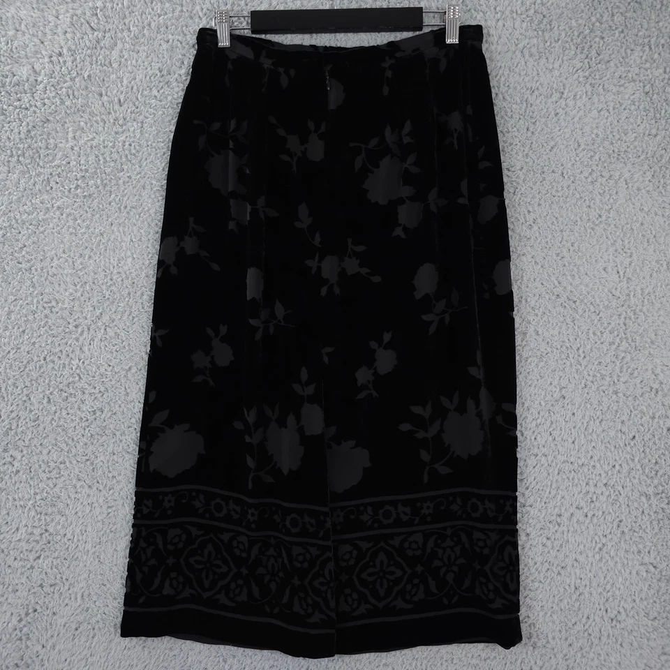 Maxi falda vintage Talbots para mujer 14P terciopelo negro floral mezcla de seda Burnout Foto 2 de 4