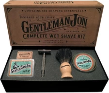 Gentleman Jon Safety Razor Shaving Kit - Vintage Wet Shave Grooming Set for Men,