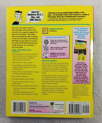 Internet for Dummies 4th Edition Paperback Book Baroudi Young Levine 1997 IDG - Picture 4 of 7