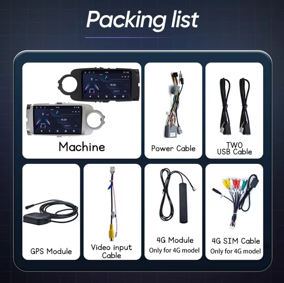 Autoradio Android per auto per Toyota Yaris 2012/2017 CarPlay Android Auto WIFI - Immagine 4 di 4