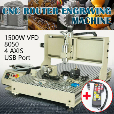 USB 8050 1.5KW 4Axis CNC Router Engraver Engraving Wood Mill Cutter Machine w RC