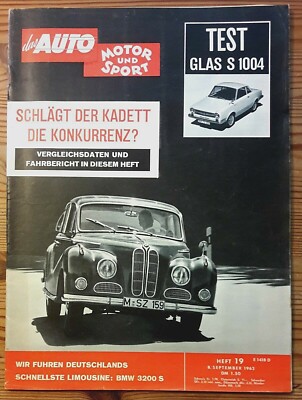 Auto Motor Sport 19/62 Test Glas S 1004 Coupé,BMW 3200 S,Morris 1100,Opel Kadett
