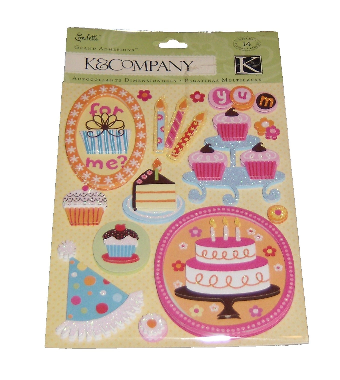 Cumpleaños K & Company-dimensional Pegatinas para colecciones de Recortes