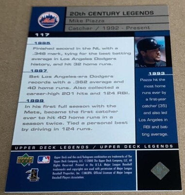 MIKE PIAZZA HOF 2000 UD LEGENDS 20th CENTURY LEGENDS Card #177 NM 