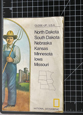 Dakota Nebraska Kansas Iowa MN MO National Geographic Vintage Map March 1974