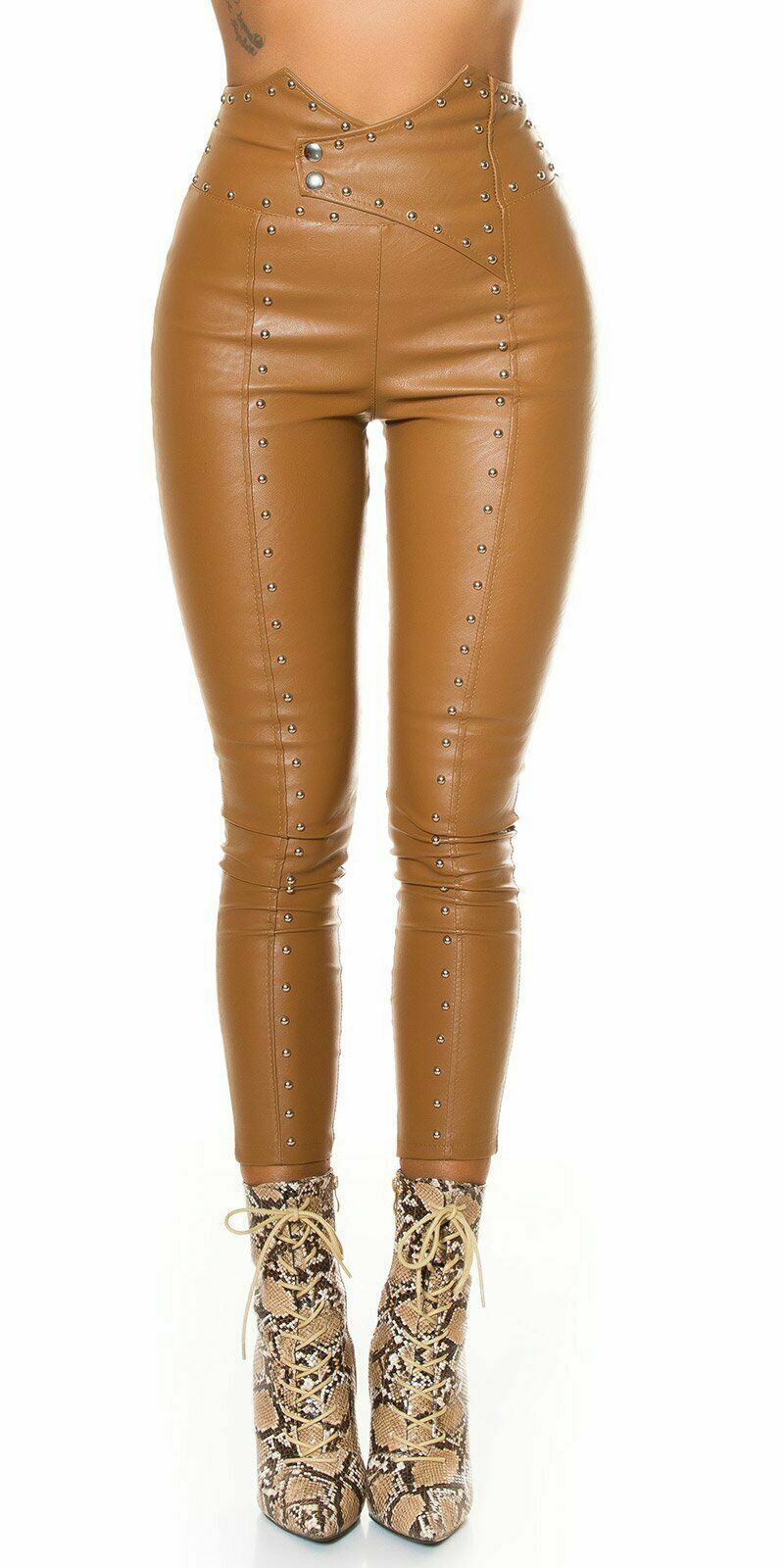 Paprika high waist skinny broek met dierenprint zwart