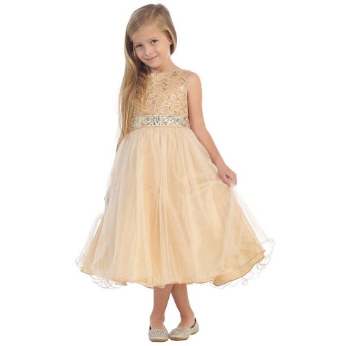 YELLOW Size 12 Lace Sequin Flower Girl Dress Birthday Bridesmaid Recital Party - Picture 3 of 5