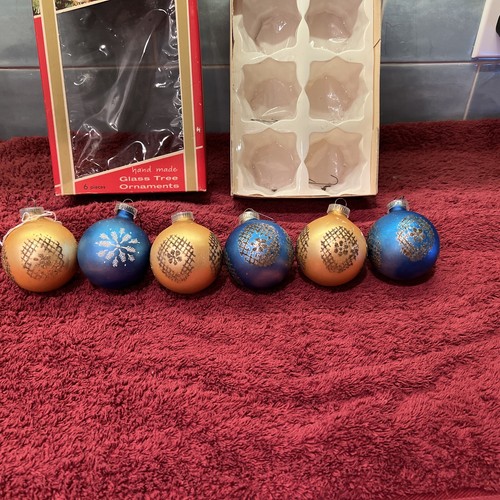 6 Vintage Austrian GLASS Christmas Ornament In Box 2 1/2” wide - Picture 7 of 16