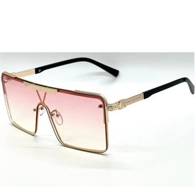Oversized Shield Sunglasses Flat Top Pink Ombre Lens Fashion Shades Trendy Gafas