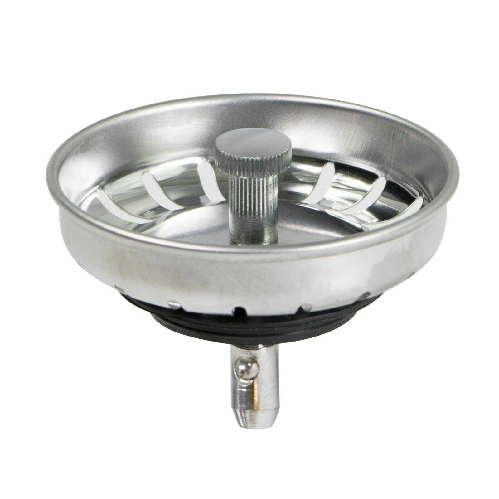 Everflow Stainless Steel Kitchen Sink Strainer Basket Universal Style Rubber Stopper, Size: 3.5, Silver