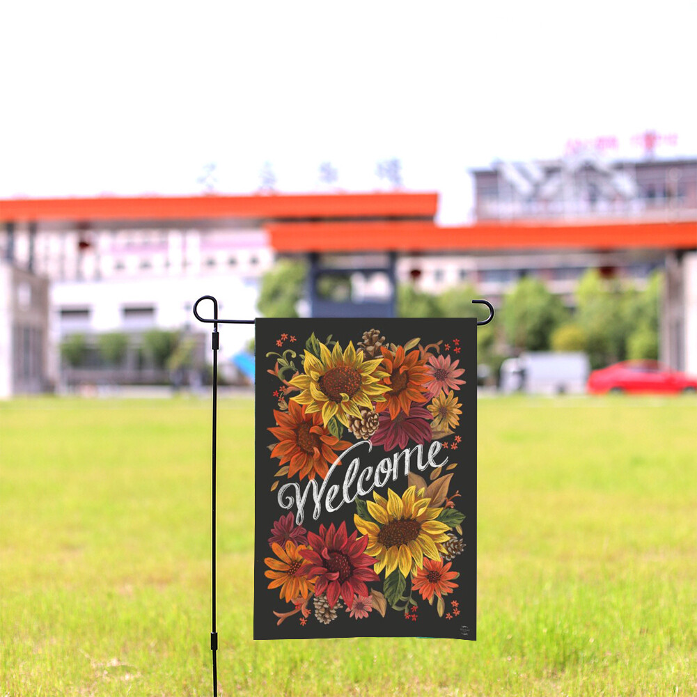 Sunflower Print Yard Rectangle Garden Flag Linen Outdoor Decor