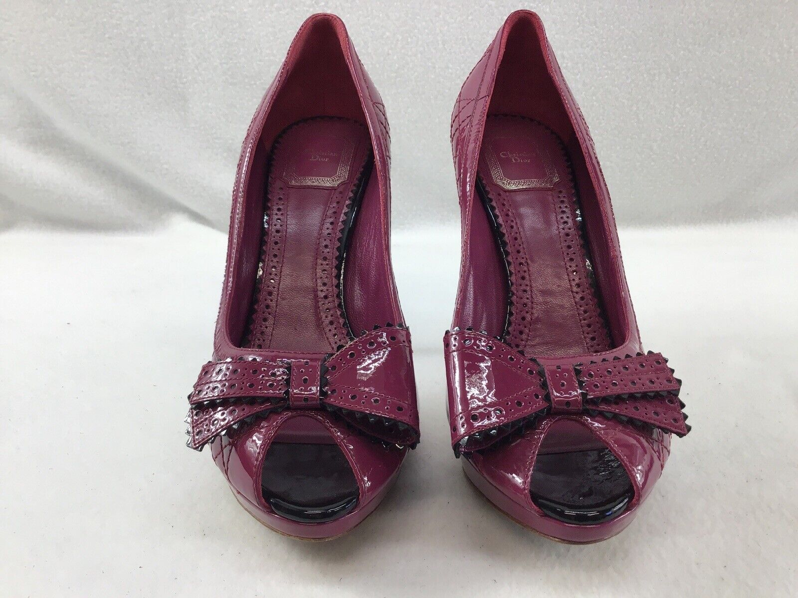 Christian Dior Cannage Rosewood Pink Patent Leather Pumps Size L-39.5/R-40  K125/