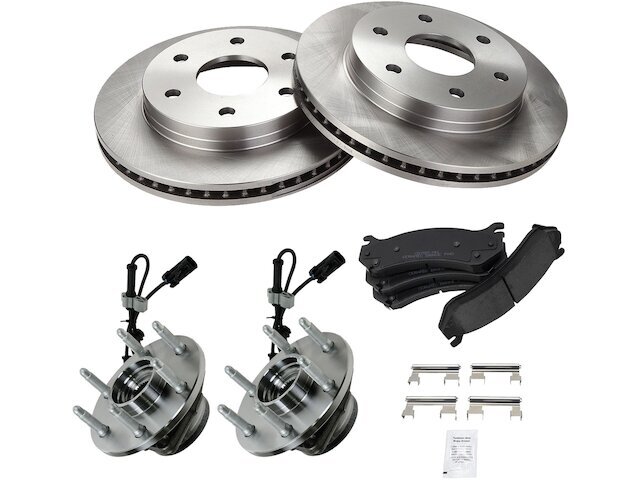 TRQ Front Brake Pad Rotor Wheel Hub Kit for 2000-2006 GMC Yukon 21BCYS