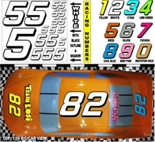 WHITE  (#5's) Racing Numbers Decal Sticker Sheet 1/8 - 1/10 -1/12 RC Kyosho-Ford