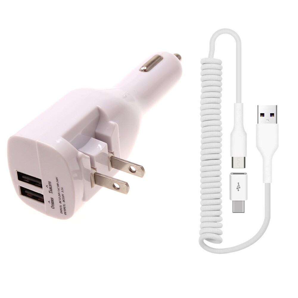 Coiled USB-C 2-in-1 Car & Home Charger for Galaxy S24/Ultra/Plus-image