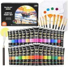 Shuttle Art 48 Pack Acrylic Paint Set, 30 Colors 48 Piece 30