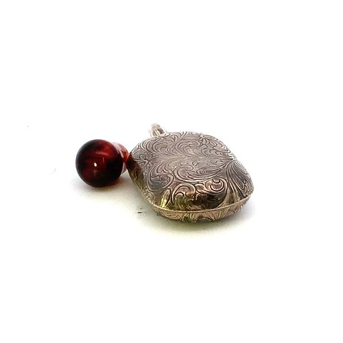 Vtg Sign Sterling Carved Floral Vine with Red Glass Top Perfume Bottle Miniature - Picture 5 of 10