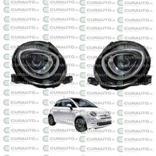 COPPIA FARI PROIETTORI FANALI ANTERIORE DX E SX H7 PER FIAT NUOVA 500 PARA. NERA