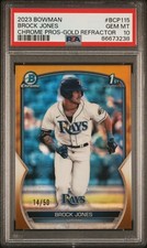 2023 Bowman Chrome Brock Jones 1st Bowman Gold Refractor /50 PSA 10 #BCP-115