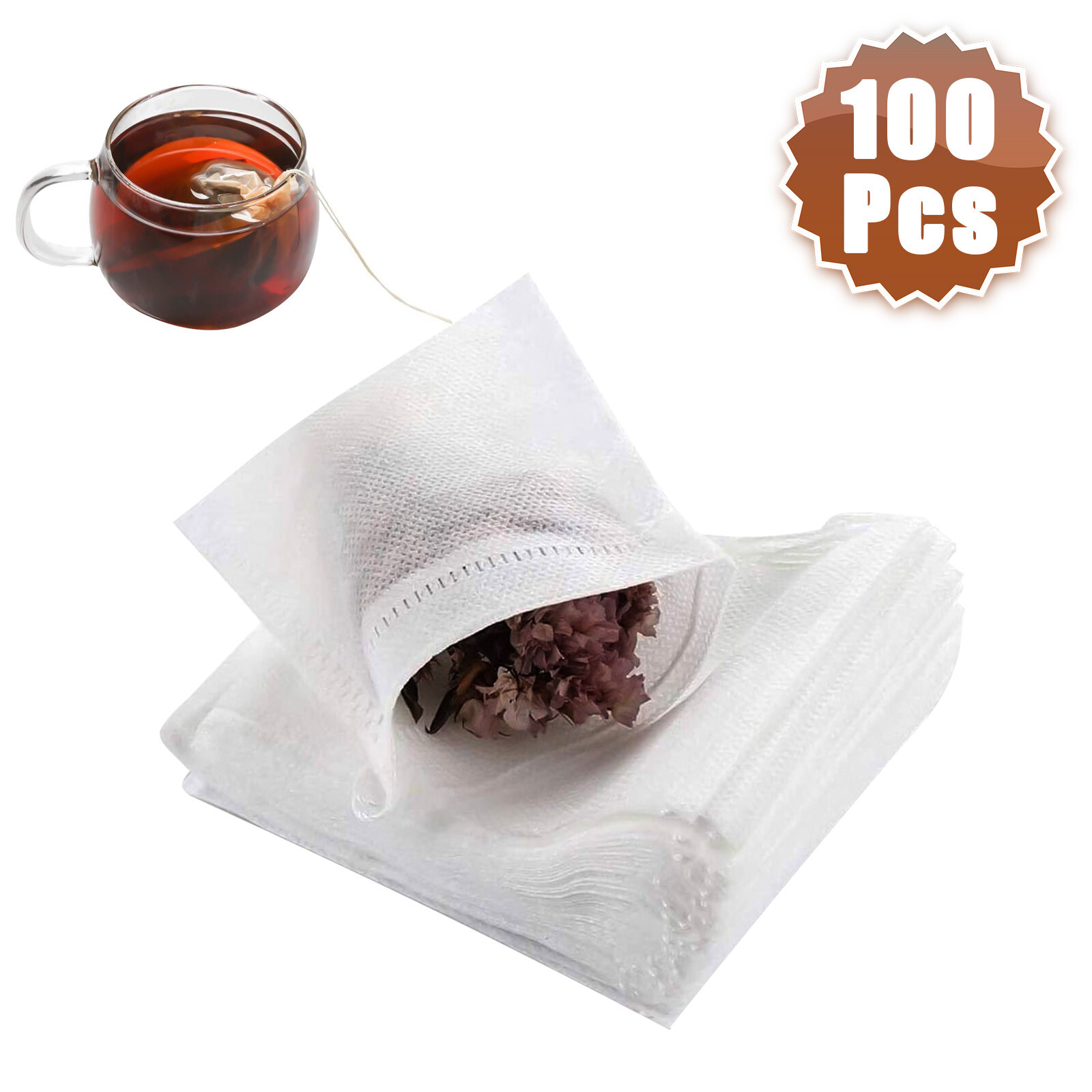 400Pcs Disposable Tea Bag Drawstring Flip Empty Teabags Herb Loose Tea Filters eBay